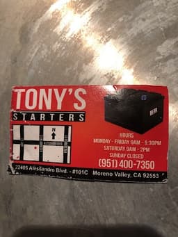 Tony's Starters and Alternators logo